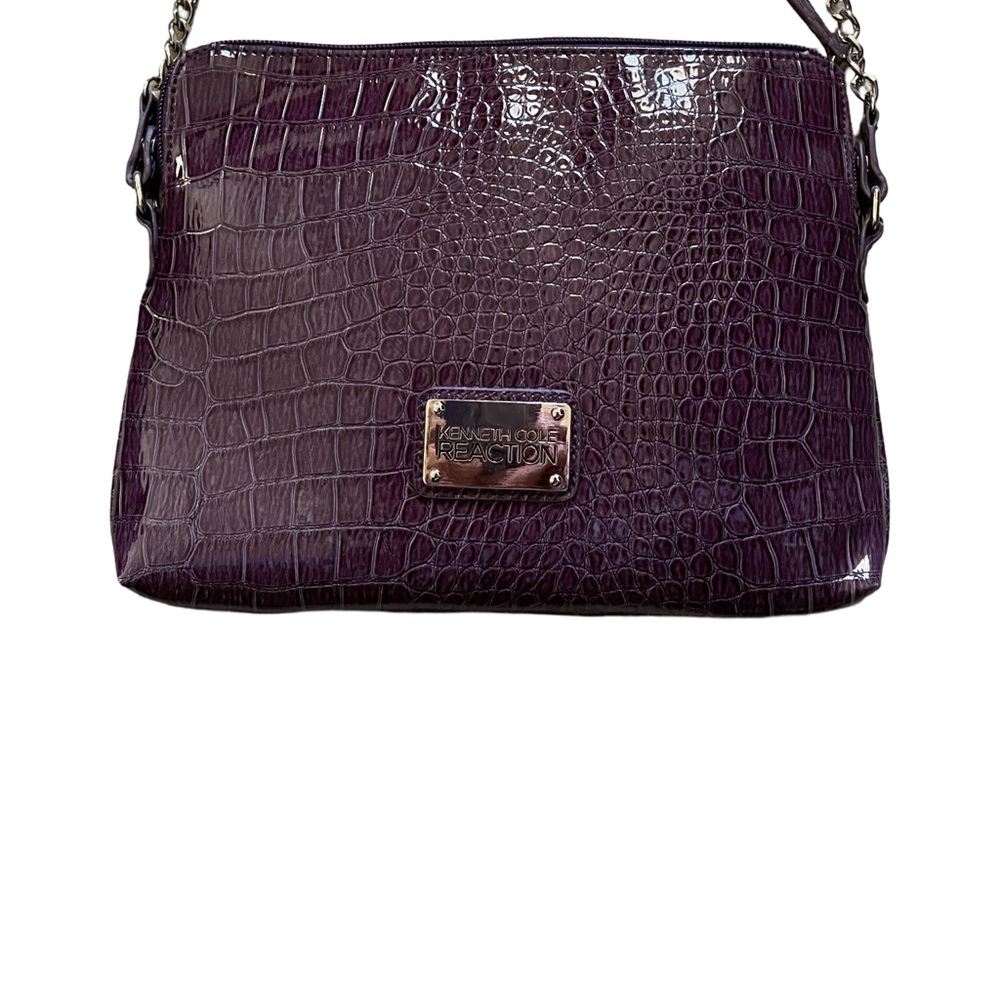 Kenneth Cole Purple Faux Crocodile Leather Shoulder Bag